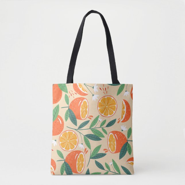Sömlös orange mönster, abstrakt vintage konst. tygkasse (Framsida)