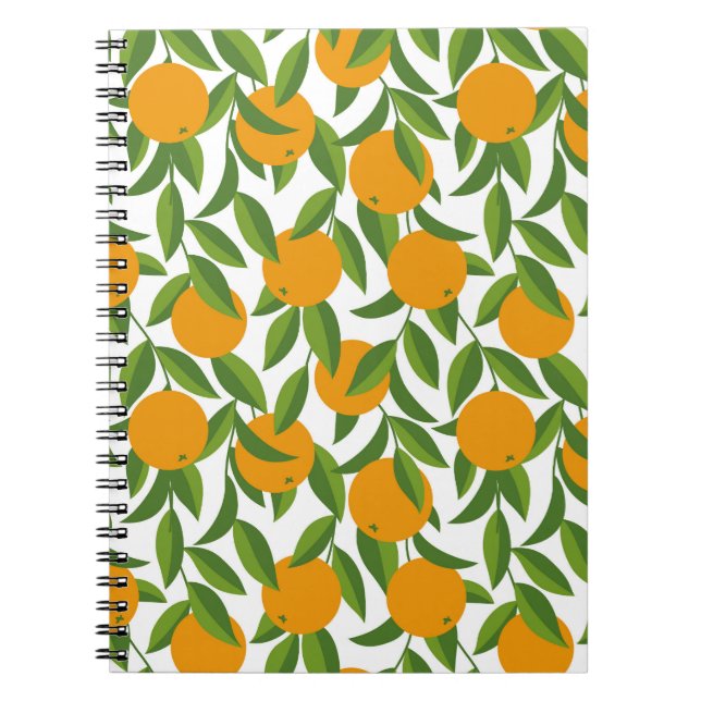Sömlös orange träd art mönster. anteckningsbok (Framsidan)