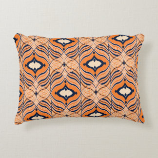 Sömlös Oriental mönster, svart, orange, ornament. Prydnadskudde