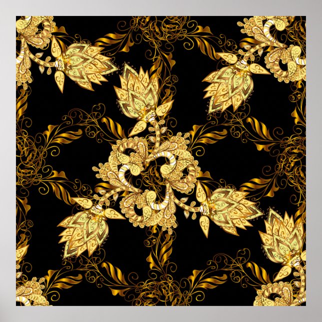 Sömlös orientalisk prydnad stil i baroque poster (Framsidan)