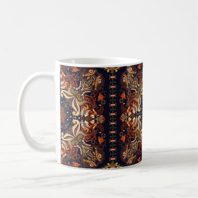 Sömlös ornament från Indien. Vintagens symmetriska Kaffemugg (Vänster)