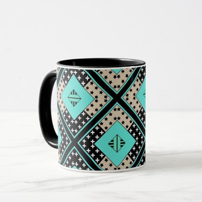 Sömlös ornamentik retro marockansk arabisk vintage mugg (Framsida vänster)