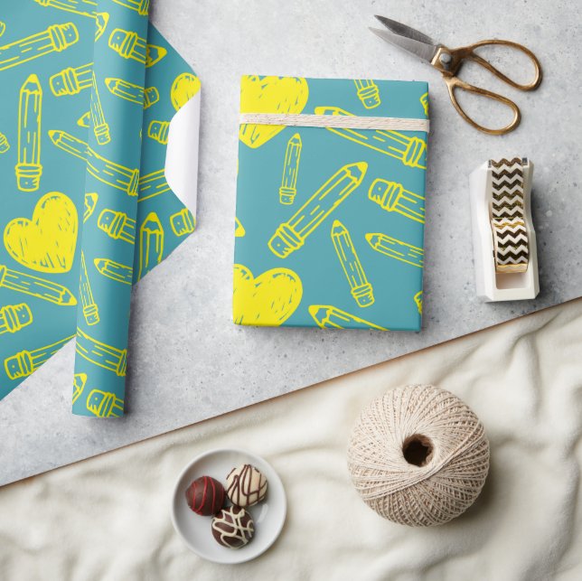 Sömlös Papper för skolan: Hjärtpenna Presentpapper (Hantverk)