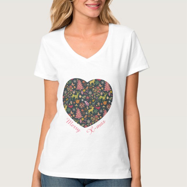 Sömlös Patchwork jul, T-shirts med Mönster (Framsida)