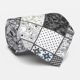 Sömlös patchwork monochrom svartvit grått- vit pat slips