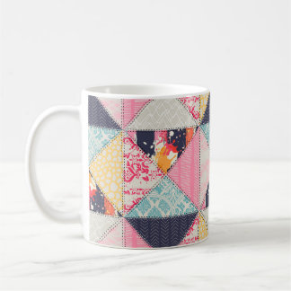 Sömlös Patchwork stil mönster.  Kaffemugg