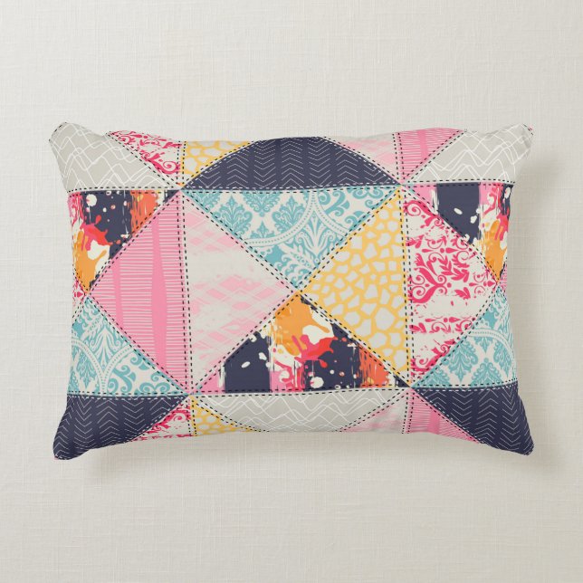 Sömlös Patchwork stil mönster.  Prydnadskudde (Framsidan)