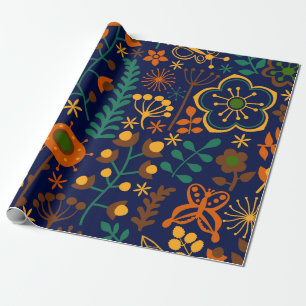 Sömlös patrull för Cute Retro Flowers Presentpapper