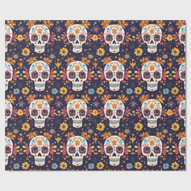 Sömlös patt av färglöst day of the dead-socker presentpapper (Platt)