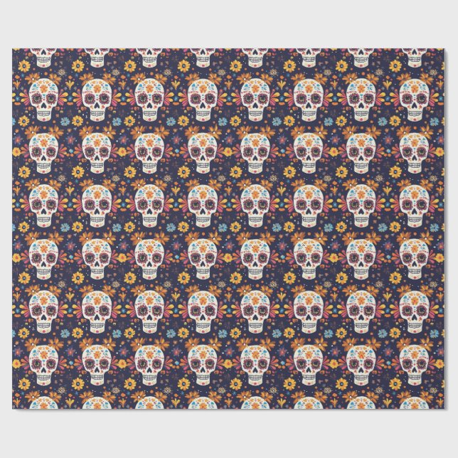 Sömlös patt av färglöst day of the dead-socker presentpapper (Platt)