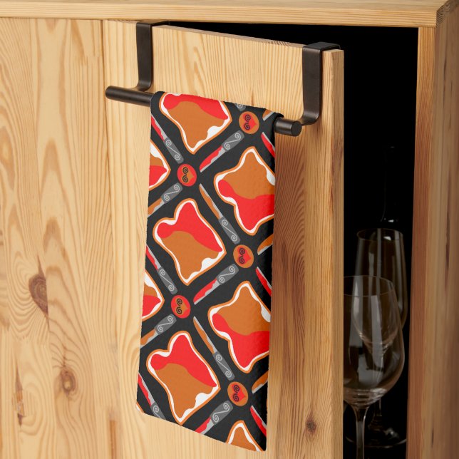 Sömlös patter för jordnötssmör och jordgubbsbär Sy Kökshandduk (Thirds Fold)