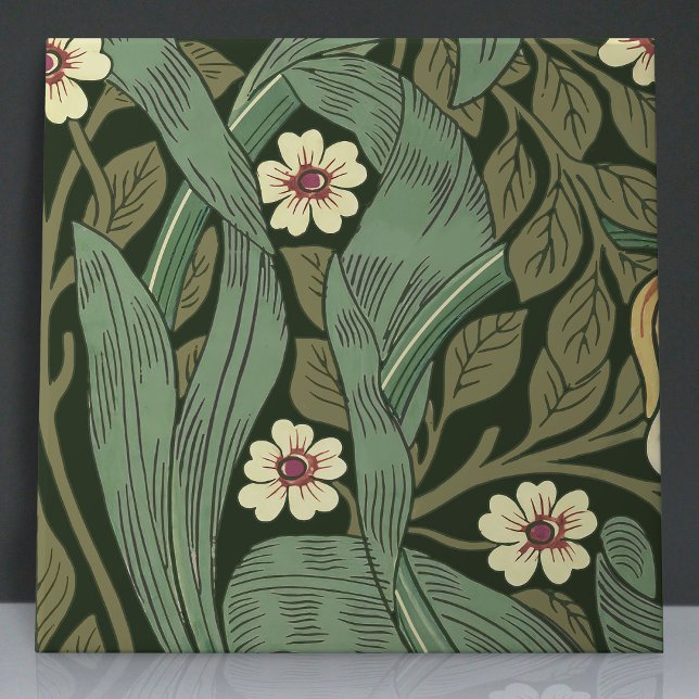 Sömlös Pimpernel 9 av 12 Warm Gult Sage Grönt Kakelplatta (Skapare uppladdad)