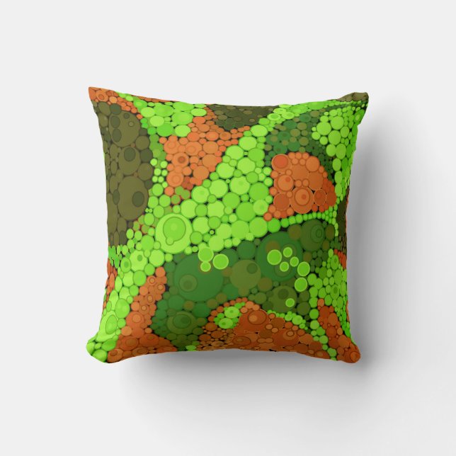 Sömlös pointillism, handmålade cirklar runda sh kudde (Framsida)