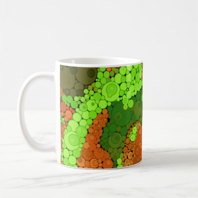 Sömlös pointillism handmålade cirklar runt former kaffemugg (Vänster)