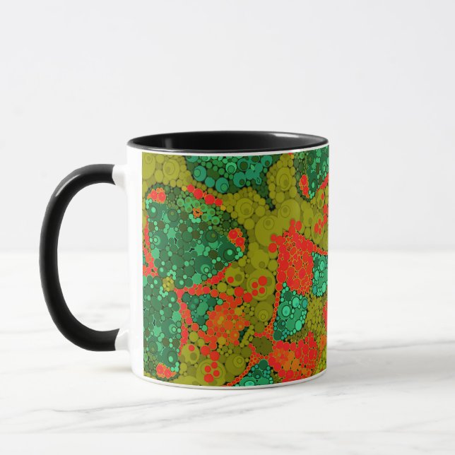 Sömlös pointillism handmålade cirklar runt former mugg (Vänster)
