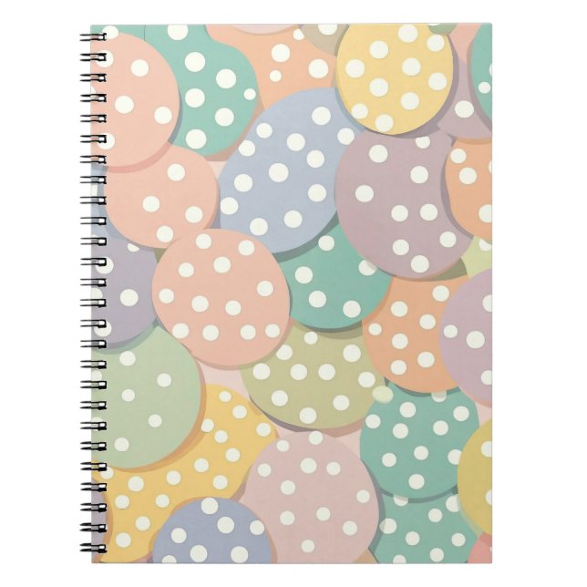 Sömlös Polka Dot Mönster i Pastel Färg Anteckningsbok (Framsidan)