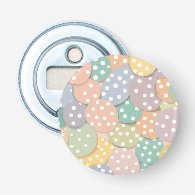 Sömlös Polka Dot Mönster i Pastel Färg Flasköppnare (Framsidan)