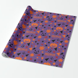 Sömlös Pumpkin, Löv och Stars Wrapping Papper Presentpapper