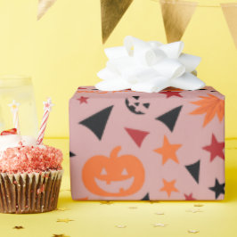 Sömlös Pumpkin, Stars och Löv Halloween Wrap Presentpapper