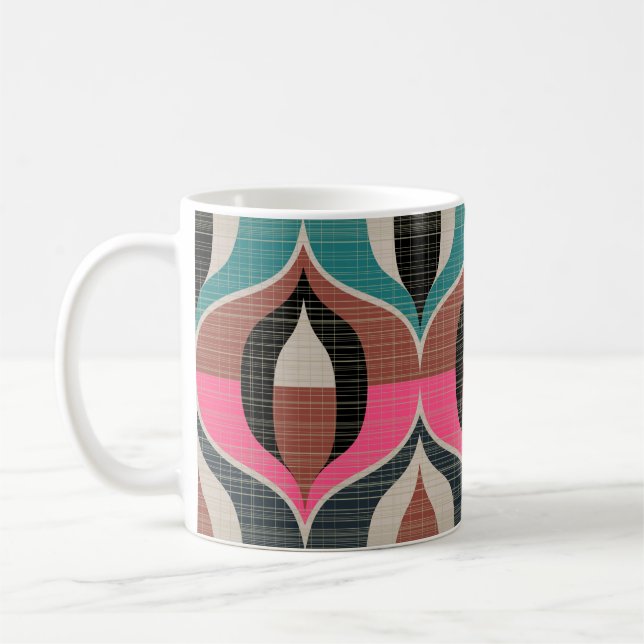 Sömlös reflektor mönster i stil vid 60-talet kaffemugg (Vänster)