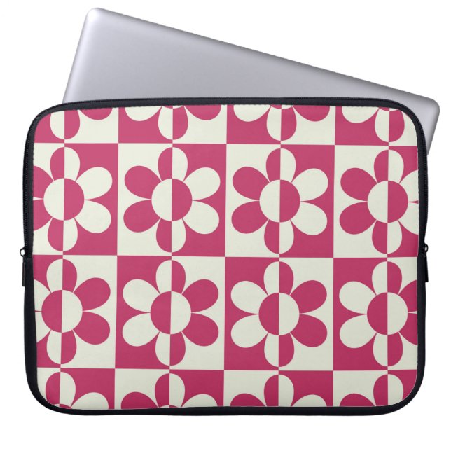 Sömlös reflexdesign med vintagens daisy fl laptop fodral (Framsidan)