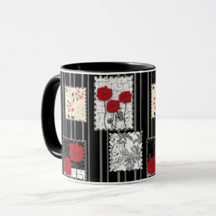 Sömlös retro vintage lapptäcke-quiltning vallmo mugg
