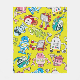 sömlös robot mönster fleecefilt