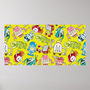 sömlös robot mönster poster