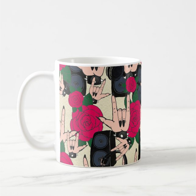 Sömlös rock musik, abstrakt mönster. kaffemugg (Vänster)