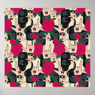 Sömlös rock musik, abstrakt mönster. poster