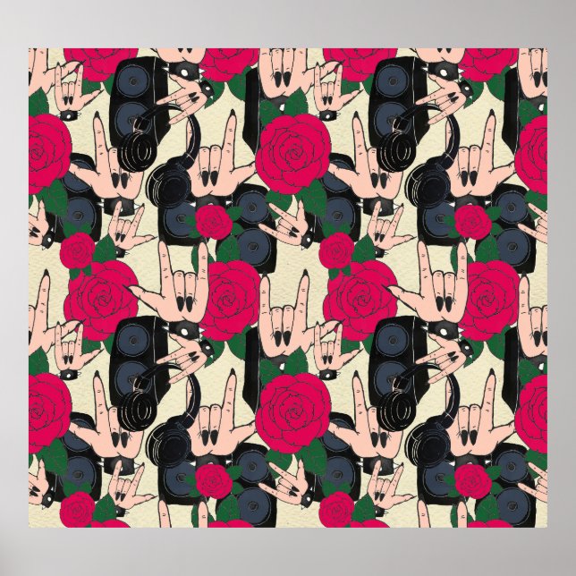 Sömlös rock musik, abstrakt mönster. poster (Framsidan)