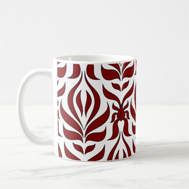 Sömlös röd och vit Mönster-design Kaffemugg (Vänster)