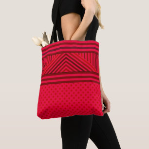 Sömlös rödklädd abstrakt stripe polka dots cir tygkasse