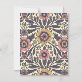 Sömlös Rosa och blått Blommönster Anteckningskort