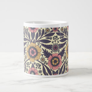 Sömlös Rosa och blått Blommönster Jumbo Mugg