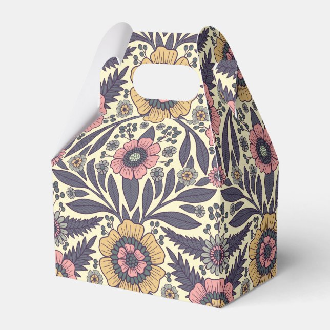 Sömlös Rosa och blått Blommönster Presentaskar (Framsidan Sidan)