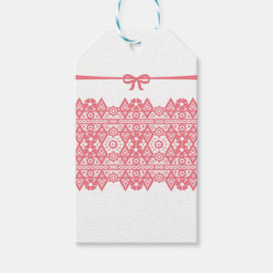 Sömlös rosa romantisk elegant snöre lacy-bön vit presentetikett