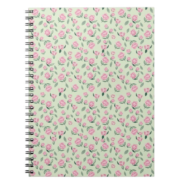 Sömlös Rosa Ros Vattenfärg Mönster Anteckningsbok (Framsidan)