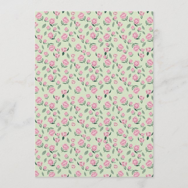 Sömlös Rosa Ros Vattenfärg Mönster Inbjudningar (Framsida)
