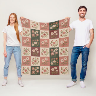 Sömlös rustik blomsterpatchwork fleecefilt