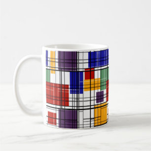 Sömlös rutig pläd geometriska fyrkanter randiga kaffemugg