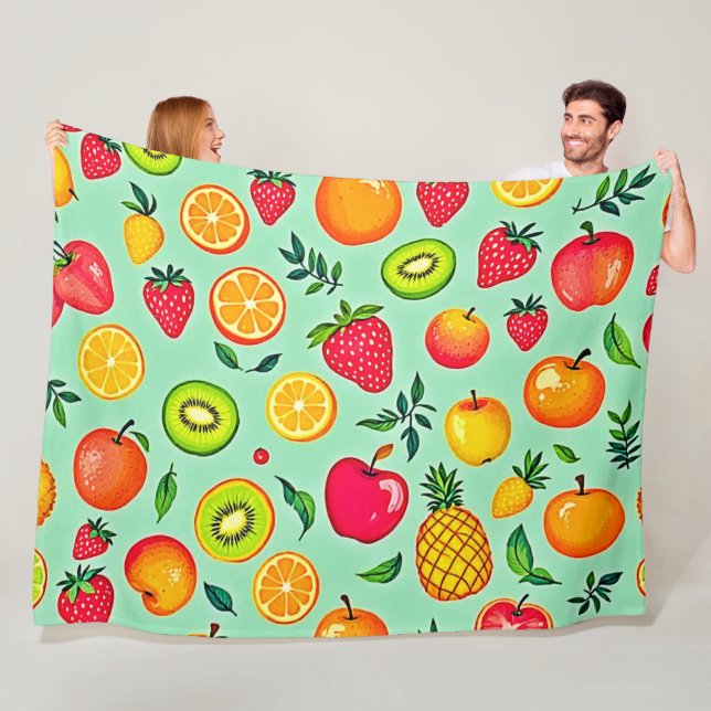 Sömlös sommarfruktdesign fleecefilt (På plats)