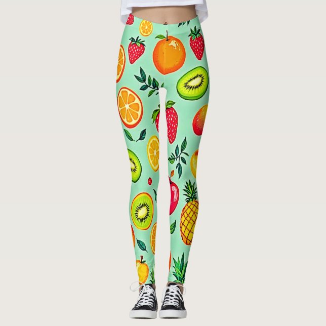 Sömlös sommarfruktdesign leggings (Framsida)
