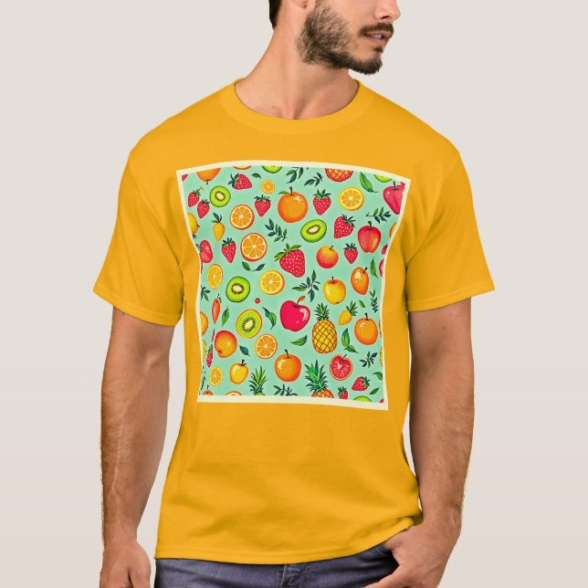 Sömlös sommarfruktdesign t shirt (Framsida)