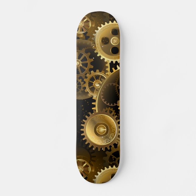 Sömlös Steampunk Mässingsväxlar Mini Skateboard Bräda 18,5 Cm (Framsida)