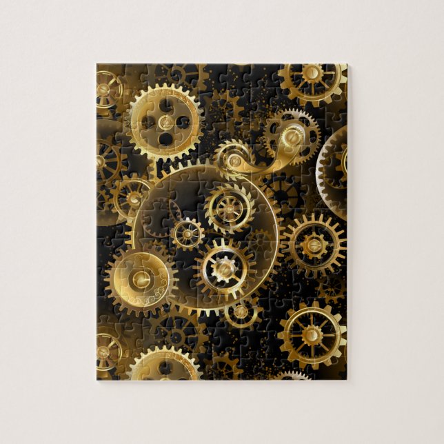 Sömlös Steampunk Mässingsväxlar Pussel (Vertikal)