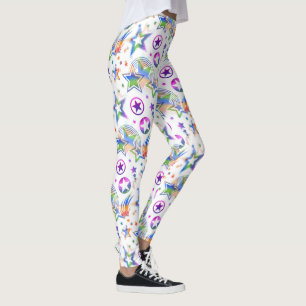Sömlös stjärntatuering mönster färgat + dina idéer leggings