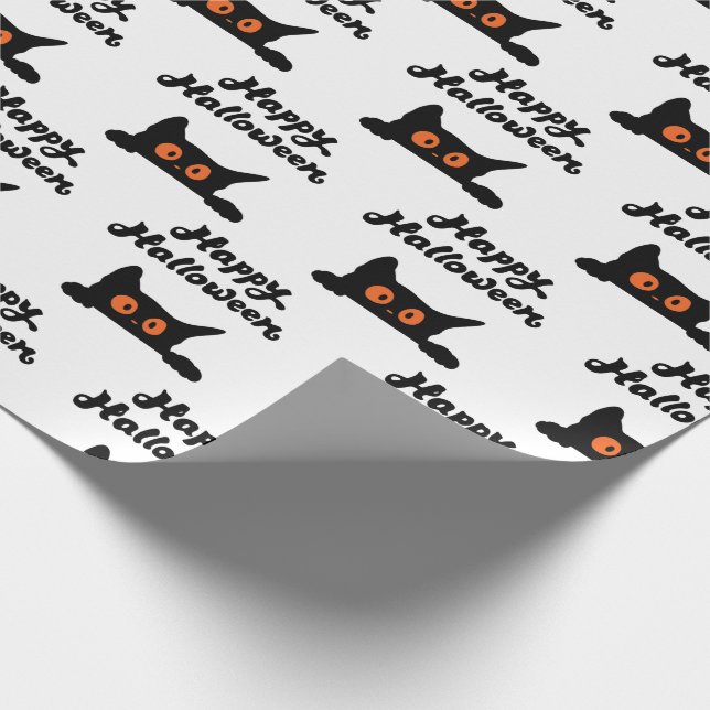Sömlös svart kattfyllning Papper: Happy halloween Presentpapper (Hörn)
