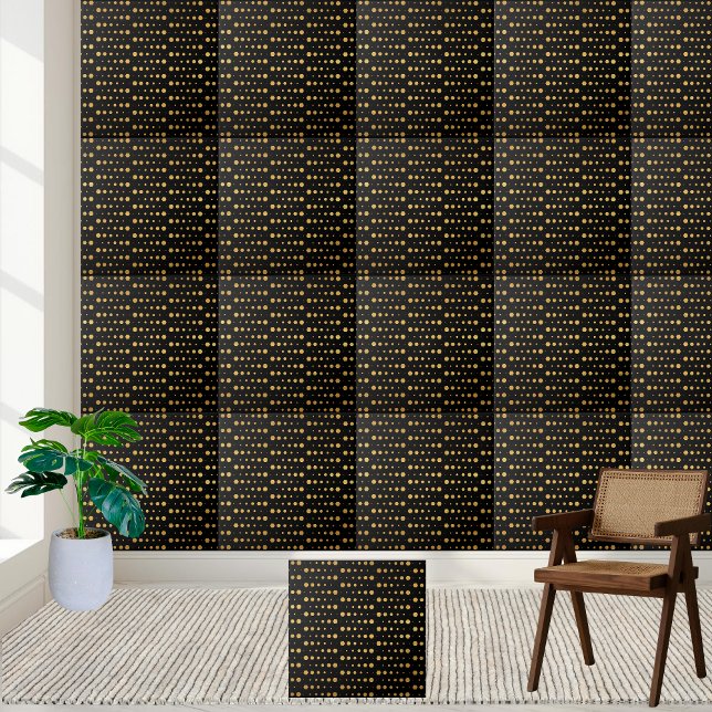 Sömlös svart- och Guld-geometrisk hexagonplatta Kakelplatta (Seamless Black and Gold Geometric Hexagon Tile)