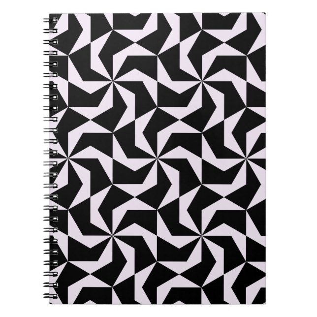 Sömlös svart och Rosa Abstrakt Geometric Hexagon Anteckningsbok (Framsidan)